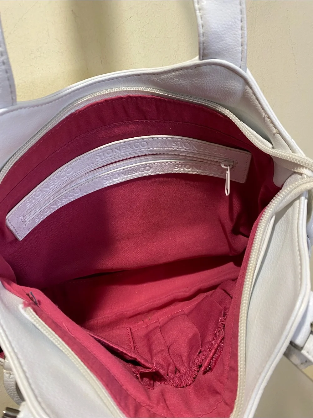 Stone & Co White Leather Shoulder Bag